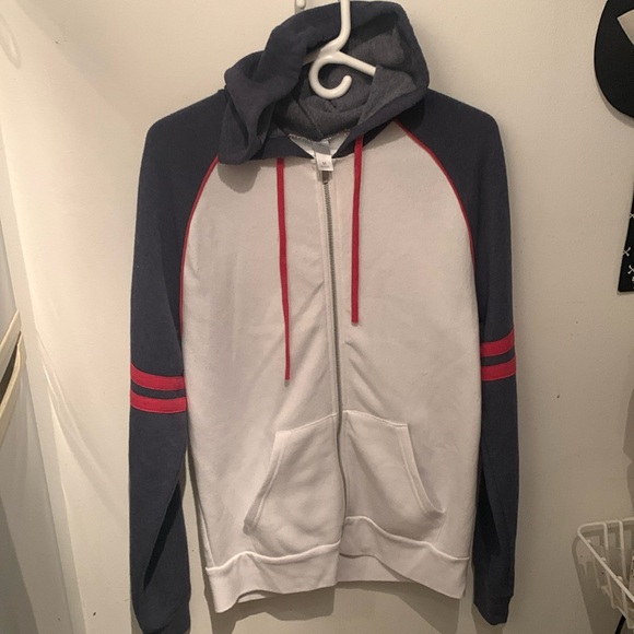 Superfly 3 tone Red Cream Grey Alternative Apparel Full Zip Hoodie SZ Medium 🔥 - Picture 2 of 11